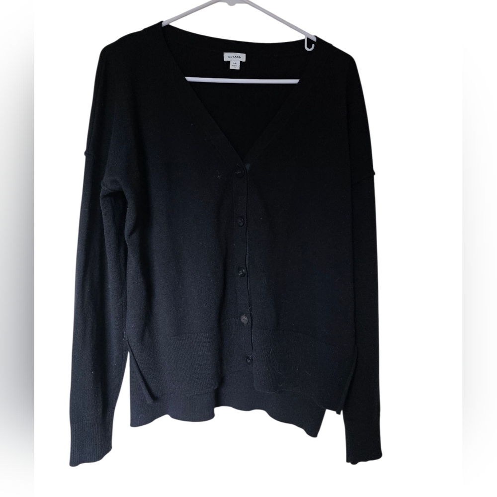 Cuyana Black Buttonup Up Cashmere Blend Sweater Size L